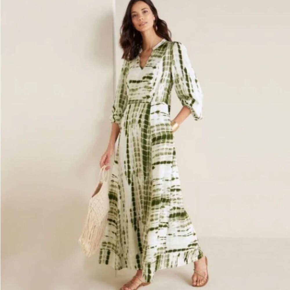 Soft Surroundings Olive Tie-Dye Maxi Dress - Picture 6 of 10